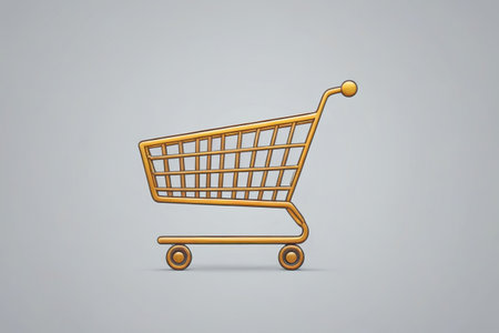 a close up of a shopping cart on a gray backgroundの素材