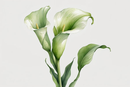 there are two white flowers in a vase on a tableの素材