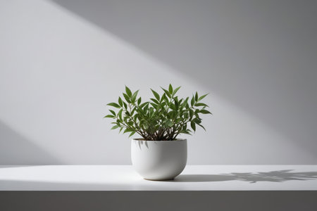 there is a plant that is sitting in a white potの素材