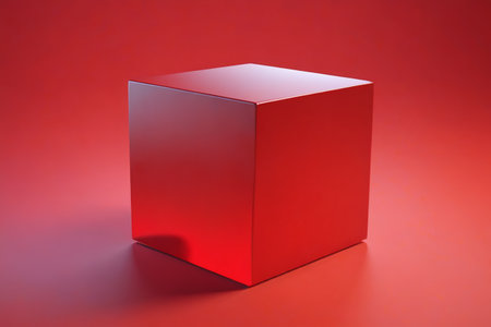 arafed red cube on a red background with a shadowの素材
