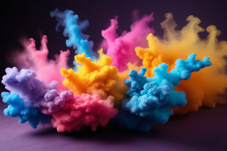 a close up of a group of colored smokes on a tableの素材