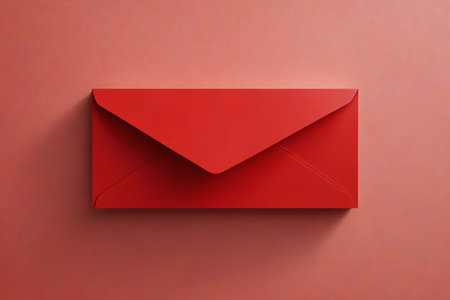 a close up of a red envelope on a pink backgroundの素材