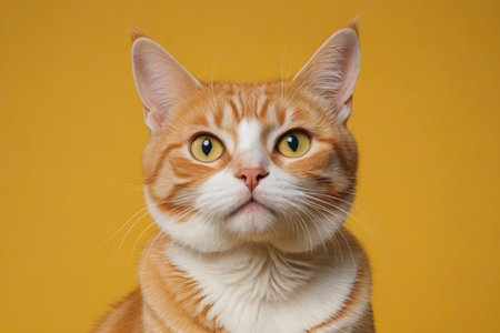 there is a cat that is looking up at the cameraの素材