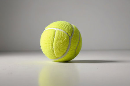 arafed tennis ball on a table with a white backgroundの素材