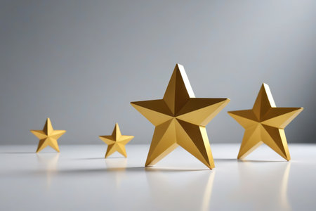 three gold stars are standing out from the crowdの素材