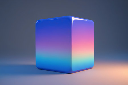 a close up of a blue and pink colored box on a gray surfaceの素材