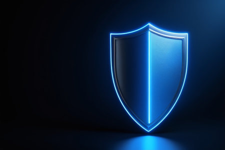 The technologically charged blue shield, the cybersecurity guardianの素材