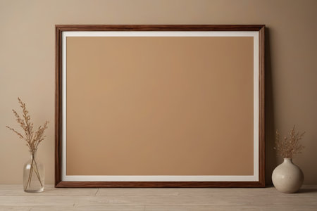 Minimalist picture frame with dried flowers, home decoration with blank artの素材
