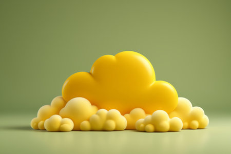 The wonderful world of cute and interesting clouds, stacked with healing yellow cloudsの素材