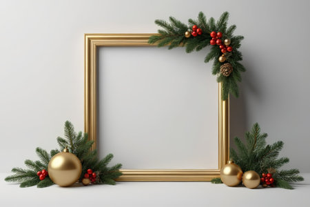 Holiday blessing with gold border, Christmas decoration frame blankの素材