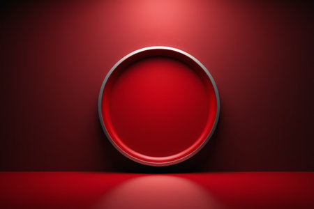 Ring under red light and shadow, red stage in minimalist styleの素材