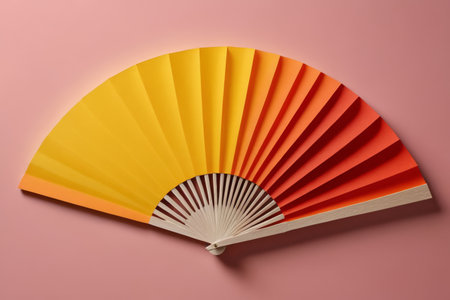 The artistic beauty of gradient paper fans, creative design of warm tone paper fansの素材