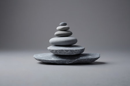 Zen meditation of the balancing stone, the harmonious beauty of the stacks of quiet stonesの素材