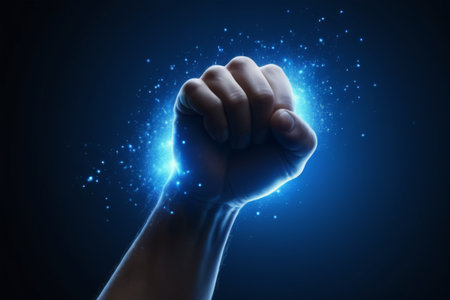 The Fist of Hope with the Burst of Energy, the Light of Power in the Darkの素材