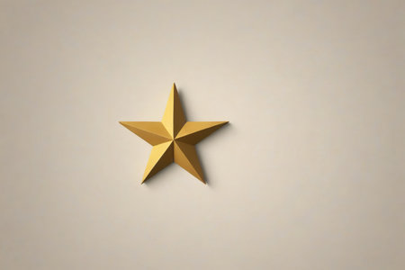 The simple beauty of the golden five-pointed star, the shining star of hopeの素材