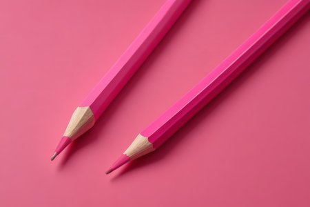 The minimalist beauty of pink pencils, creative colors on the tableの素材