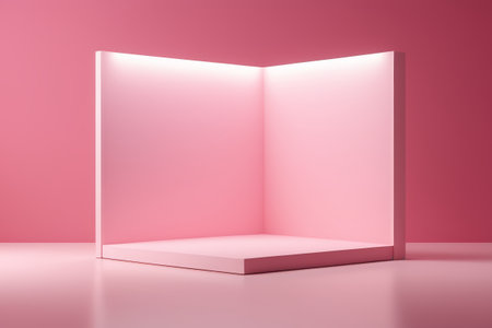 Minimal spaces in pink, geometric aesthetics in solid colorsの素材