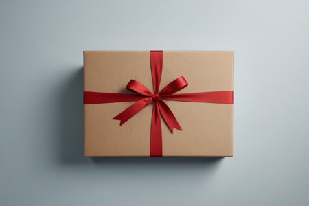 Gift box with red ribbon, a surprise giftの素材