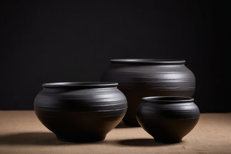 The quiet beauty of the black clay pot, a modern interpretation of quaint potteryの素材