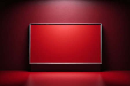 A minimalist picture frame against a red background, a space of white space for modern artの素材