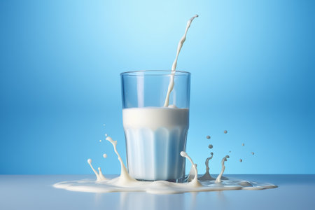 Moment of milk splash, a glass of pure milkの素材