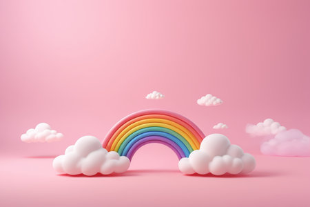 Pink dreamy rainbow clouds, healing candy-colored fairy taleの素材
