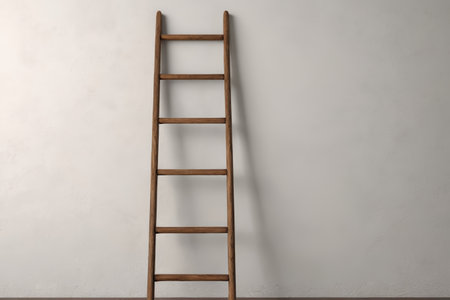 The art of the simple wooden ladder, the beauty of the white space left by the rustic wooden ladderの素材