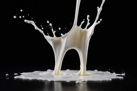 Moment art of milk splashing, graceful dancing of white liquidの素材