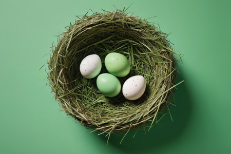 The vitality of the bird's nest in spring, the color of hope for Easterの素材