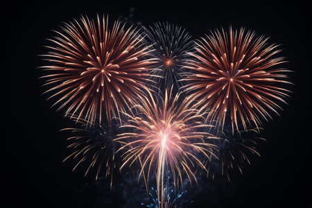 Splendid fireworks in the night sky, brilliant fireworks for festive celebrationsの素材