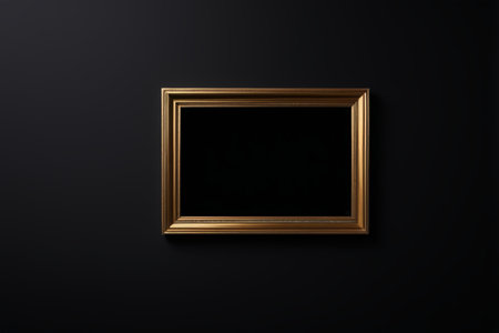 Gold decorative painting frame on black backgroundの素材