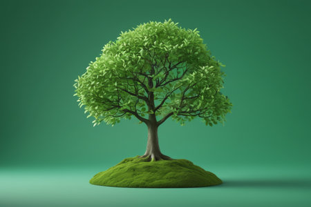 Close-up of a single green treeの素材