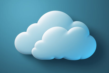 3D cloud animation material on blue backgroundの素材