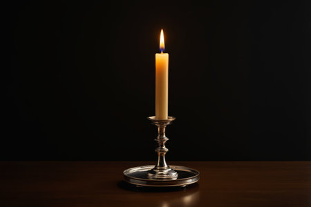 Scene of candles burning on a candlestickの素材