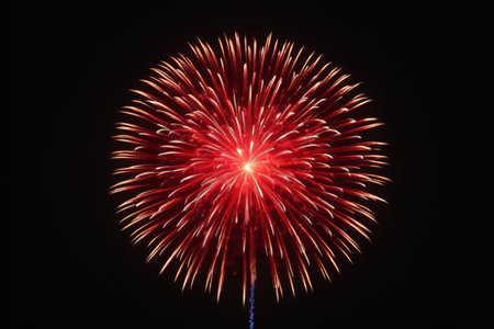 Red fireworks in the night skyの素材