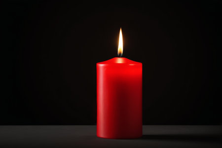 Close-up of red candle flameの素材