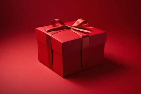 Red gift box with bow decorationの素材