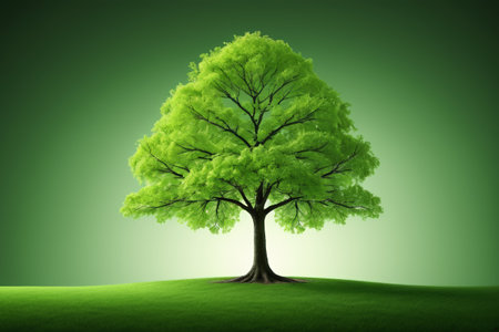 Green single tree natural sceneryの素材