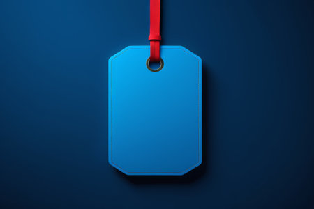 Close-up of blue hangtag red ribbonの素材