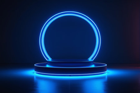 Blue light-up circular stage display standの素材