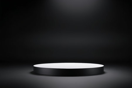 Round display stand on black backgroundの素材