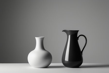 Black and white vase still life displayの素材