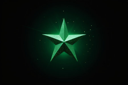 Green luminous five-pointed star patternの素材