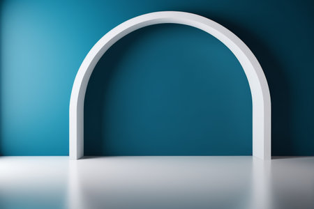 White arched structure on blue backgroundの素材