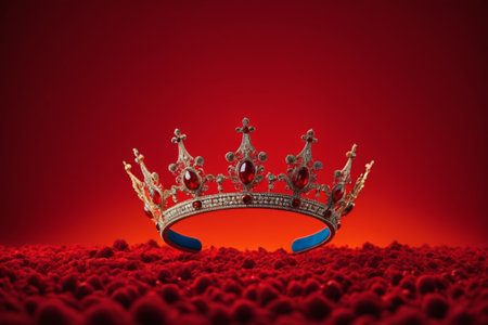 Gorgeous crown on red backgroundの素材