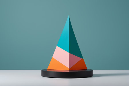 Colorful geometric cone objects displayの素材