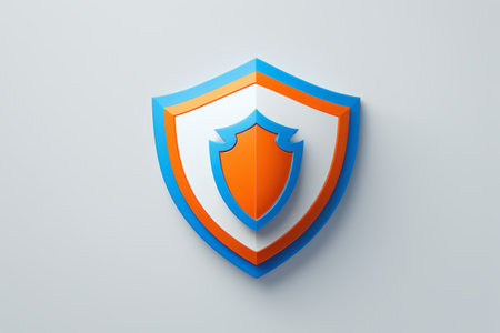 Blue and orange shield protection signの素材