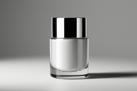 Close-up of transparent cosmetic bottleの素材