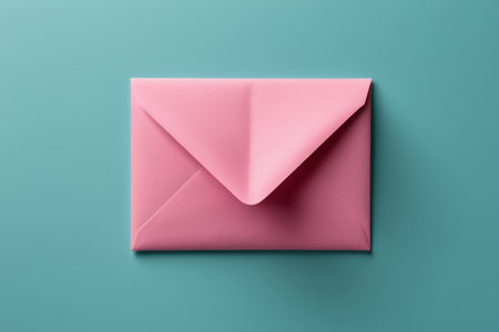 Pink envelope on teal backgroundの素材