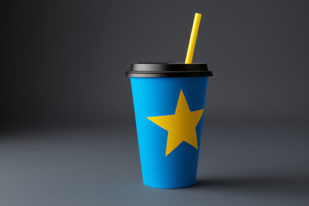 Blue drink cup with star patternの素材